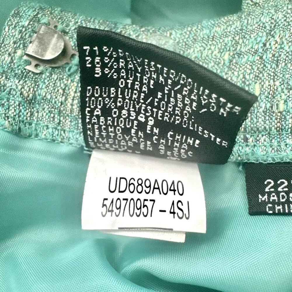 Kasper Woman 22W Green Skirt Suit Blazer Gold Buttons Plus Size Career 2 Piece